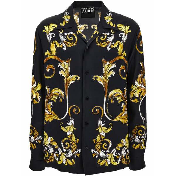 ベルサーチ メンズ シャツ トップス Printed shirt Black｜asty