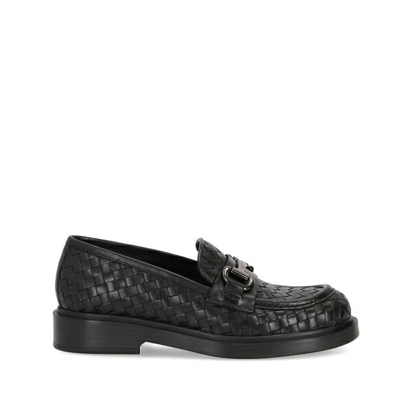 ラ サクラ色 レディース スリッポン・ローファー シューズ Seline woven leather loafers Black