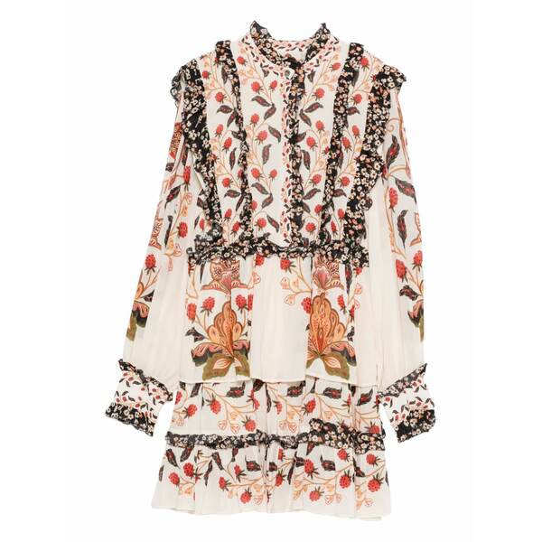 ファーム リオ レディース ワンピース トップス Floral-print ruffled dress Neutrals|asty