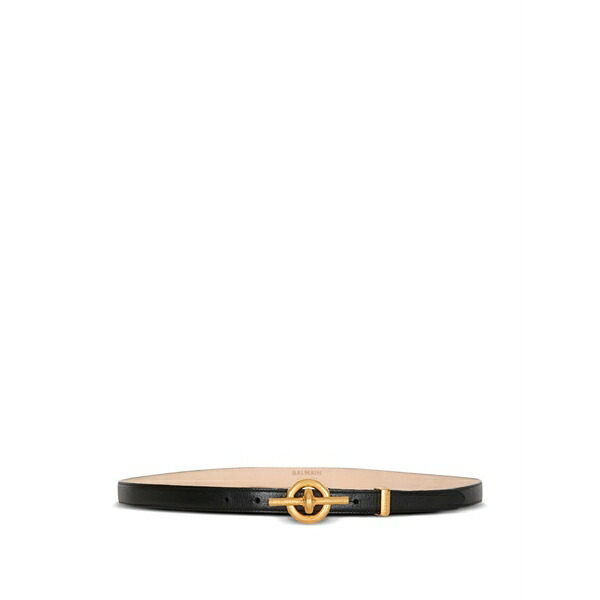 バルマン メンズ 三尺帯 付属物 Calfskin logo belt Black