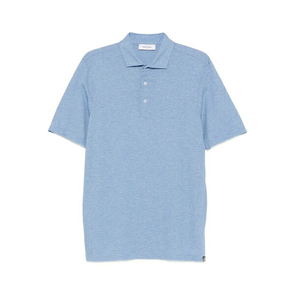 グランサッソ メンズ スポーツシャツ トップス M茫漏lange-effect polo shirt Blue ポロシャツ-メンズファッション-トップス