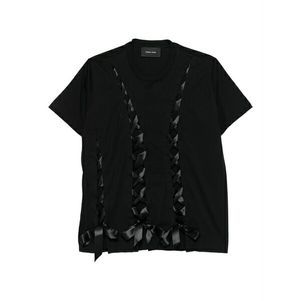 シモーネ・ロシャ レディース ティーシャツ トップス Ribbon bow-detail t-shirt Black トップス-レディースファッション-Tシャツ・カットソー