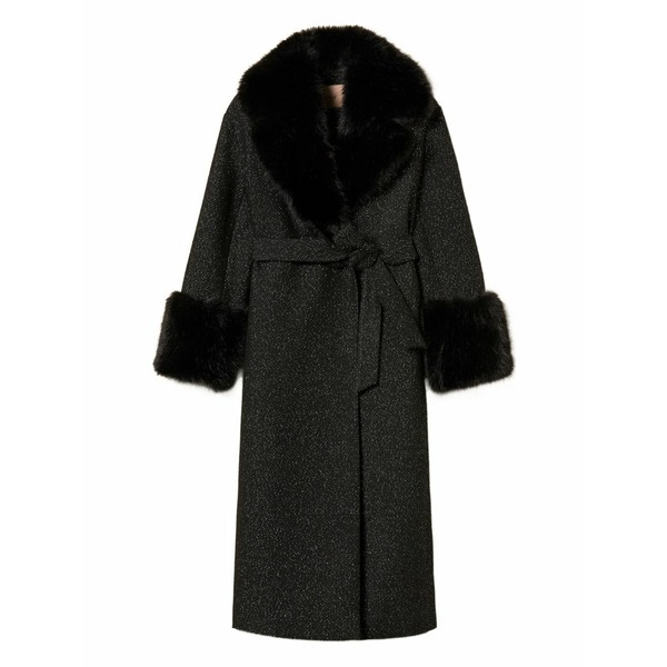ツインセット レディース コート アウター Faux-fur trimmed coat Black｜asty