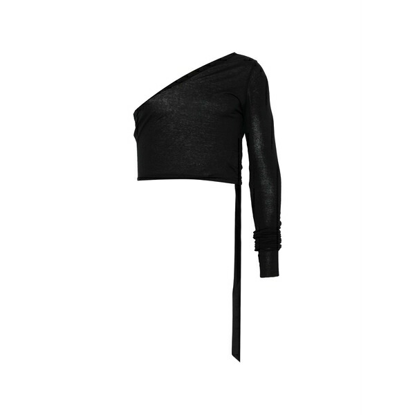 リックオウエンス メンズ Tシャツ トップス One-shoulder top Black｜asty