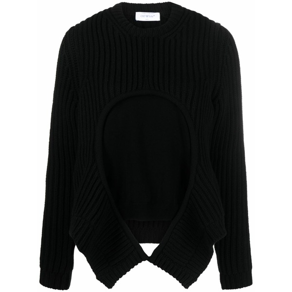 象牙色 レディース 編み物\u0026プルオーバー アウター Layered ribbed-knit jumper Black