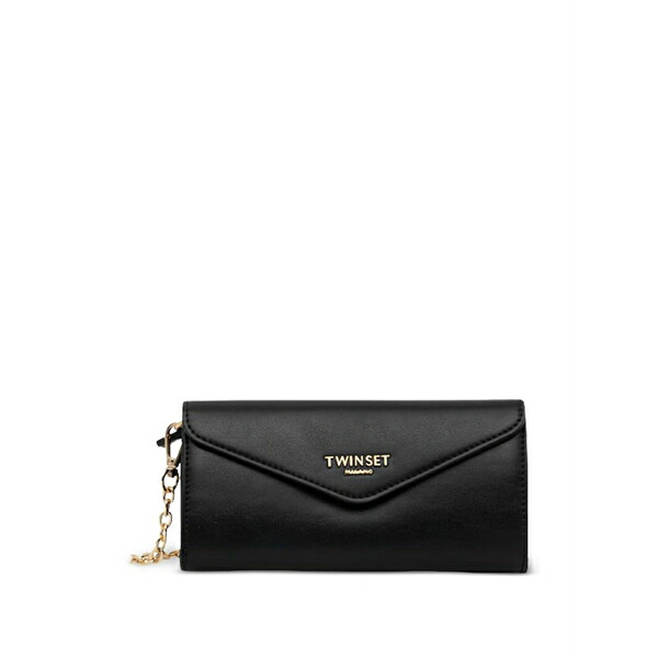 ツイン仕掛ける レディース 紙入れ 付属品 Logo-detail flap wallet Black