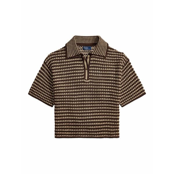 ラルフローレン レディース スポーツシャツ トップス Striped short-sleeve polo top Brown