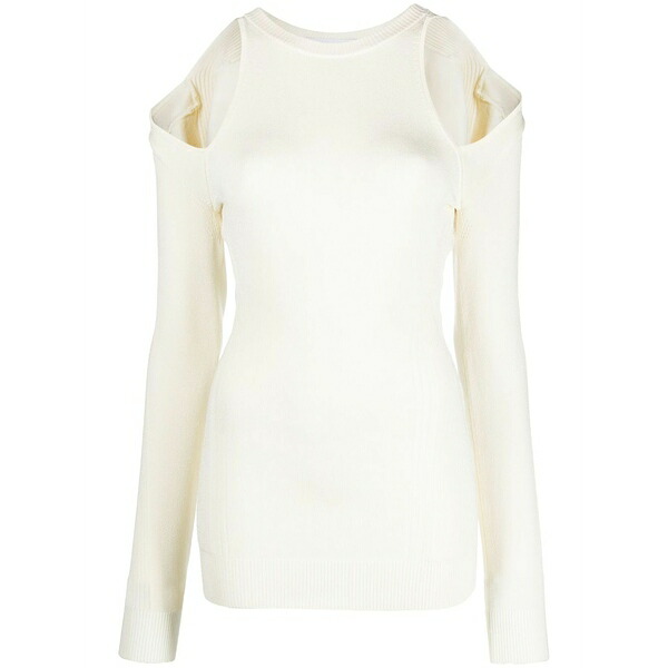 エーゼット ファクトリー レディース ニット&セーター アウター Cut-out shoulder jumper White｜asty