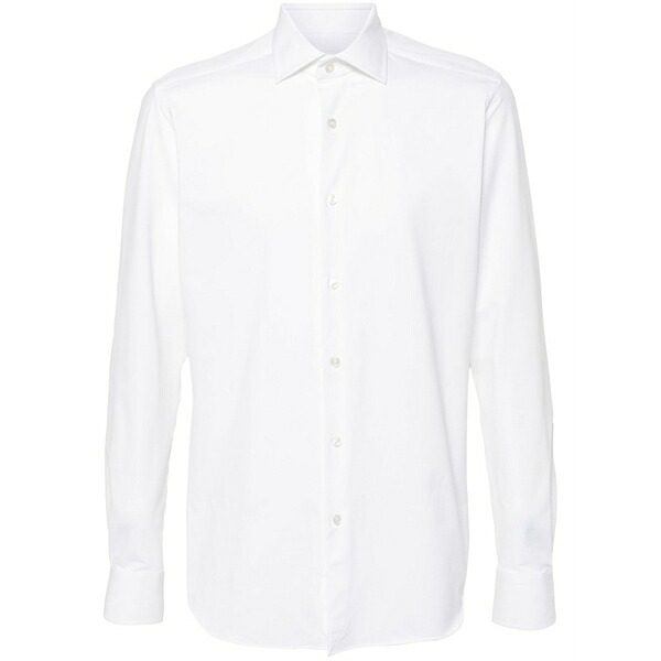 ザカス  メンズ プルオーバー トップス Long-sleeve poplin shirt White