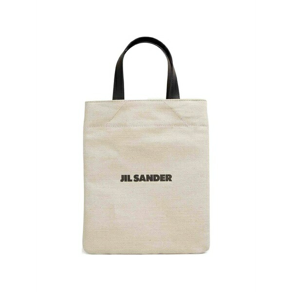 ジル・サンダー レディース トートバッグ バッグ Logo-printed leather-handles tote bag Neutrals|asty