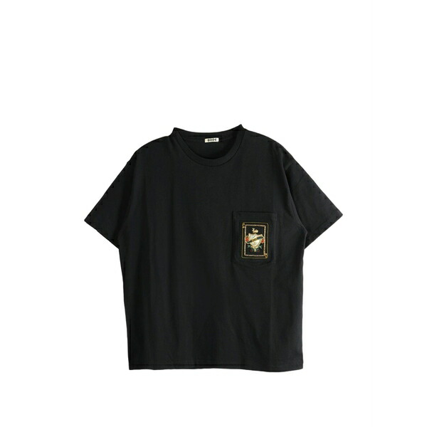 ボーディ メンズ プルオーバー トップス Bullion card tee patch-detail pocket t-shirt Black