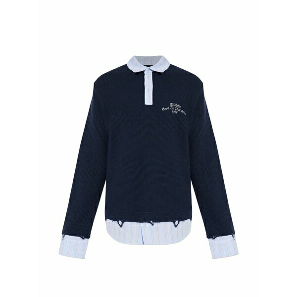 ミスビヘイブ メンズ スポーツシャツ トップス Distressed polo shirt Blue