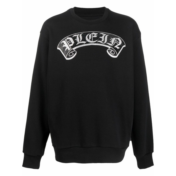 フィリッププレイン レディース パーカー・スウェットシャツ アウター Logo-print sweatshirt Black｜asty