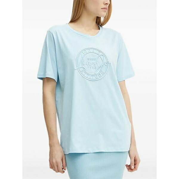 リュージョー レディース Tシャツ トップス Logo-embellishment t-shirt Blue｜asty