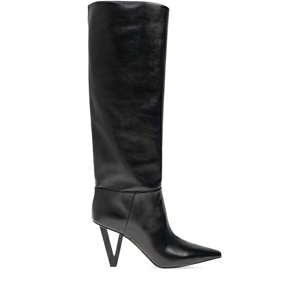ヴェルサーチ レディース ブーツ シューズ V2025 leather boots Black｜asty 106,900円