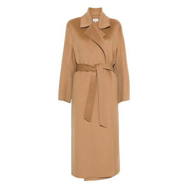 極点＆ジョー レディース 厚地の外套 アウター Belted coat Brown