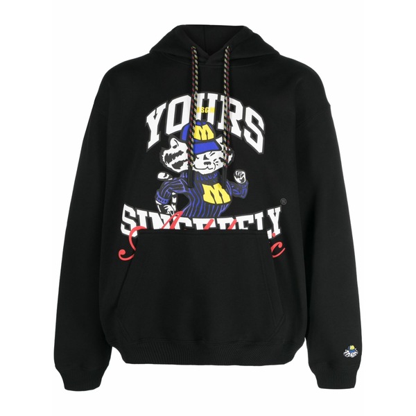 エムエスジイエム メンズ パーカー・スウェットシャツ アウター Graphic-print cotton hoodie Black｜asty 38,220円