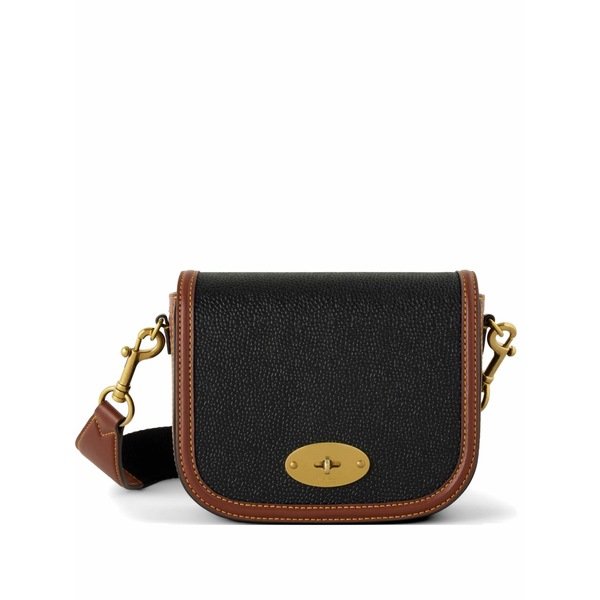 マル木ノ実 レディース ハンドバック 御徒面子 Small darley grained leather satchel bag Black