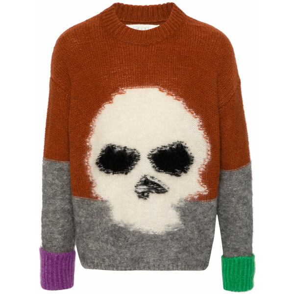 エアル メンズ 編み物\u0026プルオーバー アウター Skull intarsia-knit sweater Brown