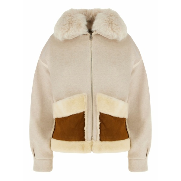 アヴァアドール レディース 厚地の外套 アウター Faux-fur jacket Neutrals