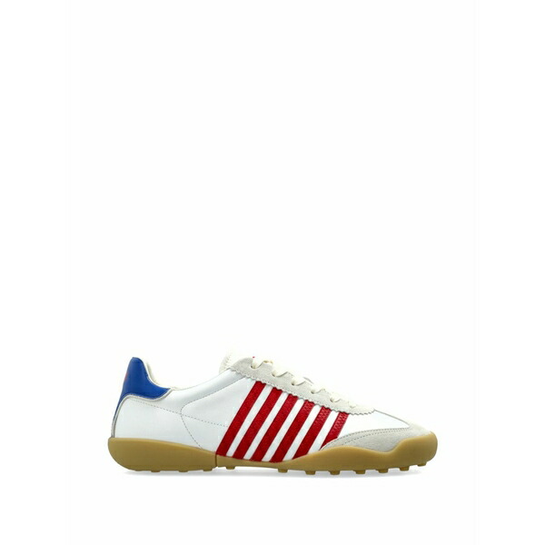 ディースクエアード メンズ スニーカー シューズ Striped leather sneakers White