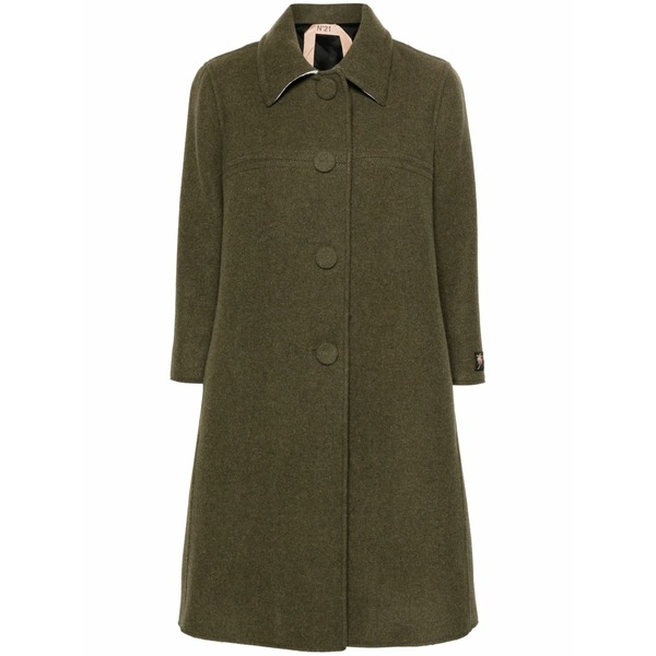 ヌメロ ヴェントゥーノ レディース 厚地の外套 アウター Single-breasted felted coat Green