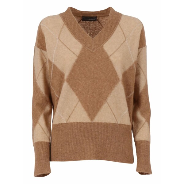 ロレーナアントニアッツィ レディース 編み物\u0026スウェーター アウター V-neck diamond-pattern sweater Brown