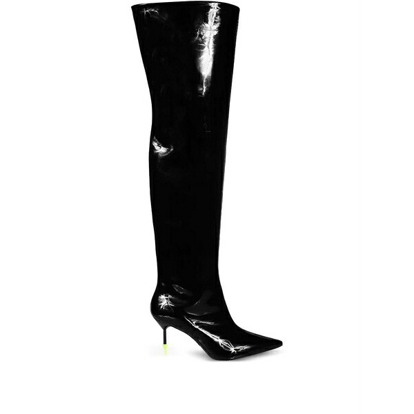 エムエスジイエム レディース ブーツ シューズ Patent-leather pointed-toe boots Black|asty
