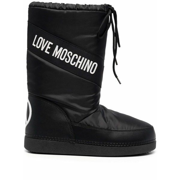 優しいこと モスキーノ レディース ブーツ シューズ Logo-print lace-up boots Black