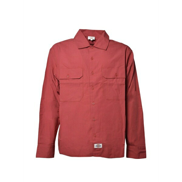 ディッキーズ メンズ プルオーバー トップス Logo-patch chest-pocket shirt Red