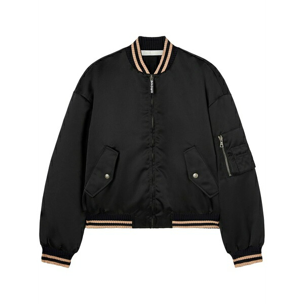 パーム・エンジェルス レディース 上衣＆上衣 アウター Curved logo bomber jacket Black