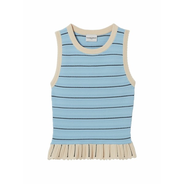 クローディピエルロ レディース カットソー トップス Striped peplum tank top Blue｜asty 26,520円