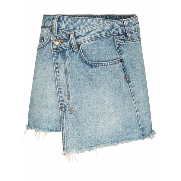 スビ レディース ジーンズズボン下 ボトムス Rap asymmetric denim mini skirt Blue
