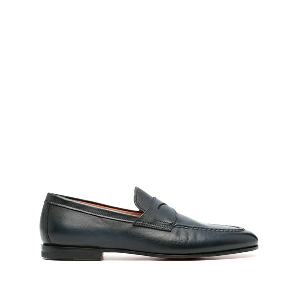 サントーニ メンズ スリッポン・ローファー シューズ Penny-slot leather loafers Blue|asty