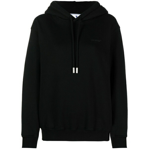象牙色 レディース パーカー・スウェットシャツ アウター Diag-print cotton hoodie Black