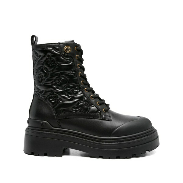 ピンコ レディース ブーツ シューズ 50粍 quilted lace-up boots Black