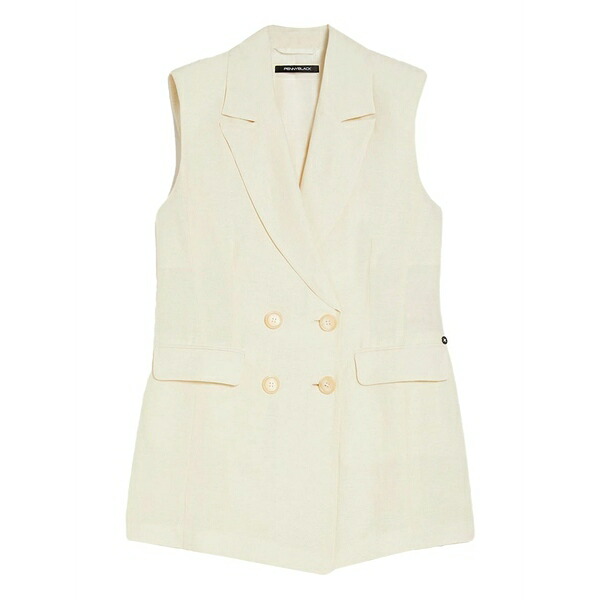 ペニー黒いこと レディース 厚地の外套 アウター Double-breasted sleeveless vest White レディースファッション-コート・ジャケット