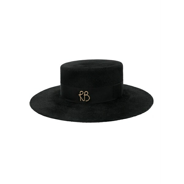 ラスランバジンスキー レディース 鳥打ち帽 付属物 Monogram-embellished canotier hat Black