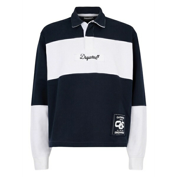 ディースクエアード メンズ パーカー・スウェットシャツ アウター College rugby sweatshirt Blue
