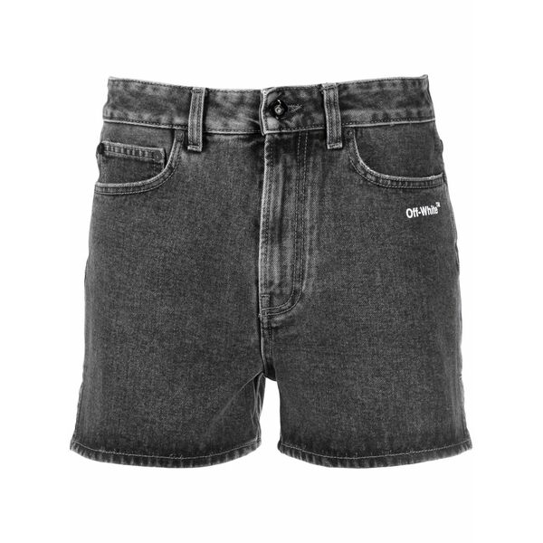 象牙色 レディース ジーンズズボン下 ボトムス Diag-stripe denim shorts Grey
