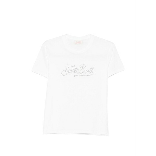 エムシーツーセイントバース レディース ティーシャツ トップス Emilie rhinestone-logo t-shirt White