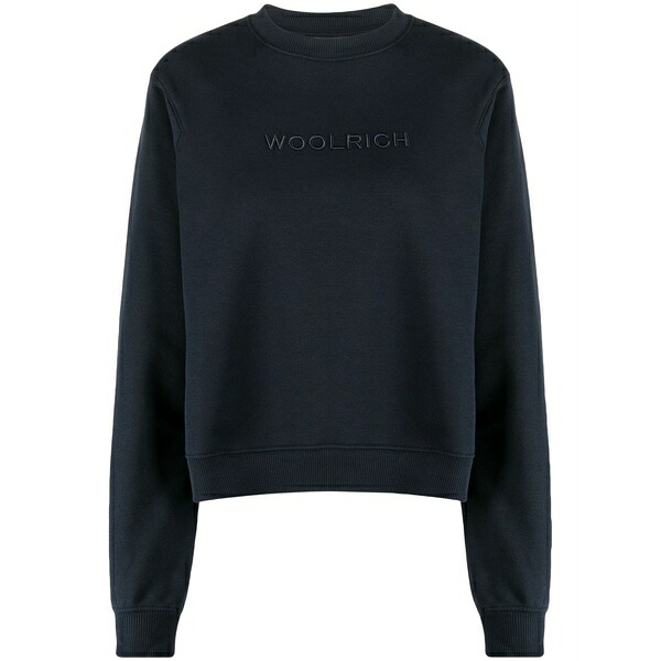 羊毛 一財産 レディース 編み物\u0026プルオーバー アウター Logo-embroidered crew-neck sweatshirt Blue