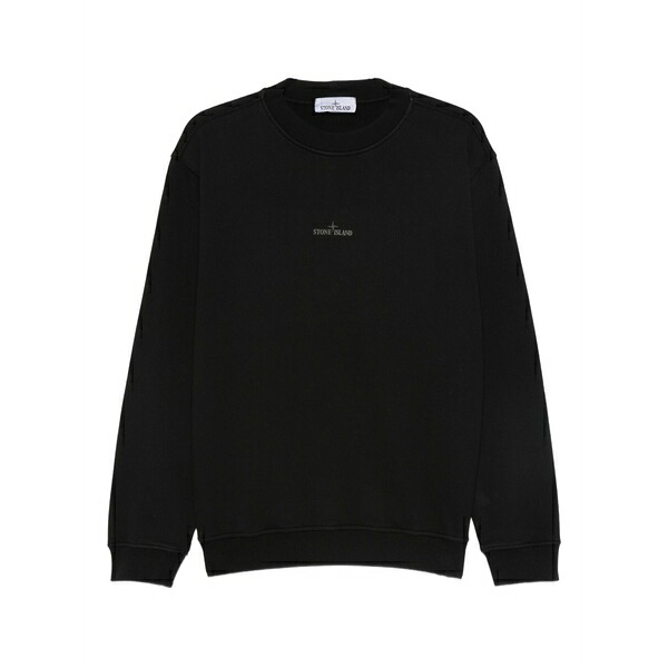 ストーンアイランド メンズ パーカー・スウェットシャツ アウター Logo-embroidered cotton sweatshirt Black