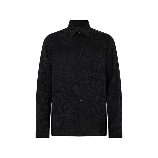 フィリップ飾り気のない メンズ プルオーバー トップス Patterned shirt Black