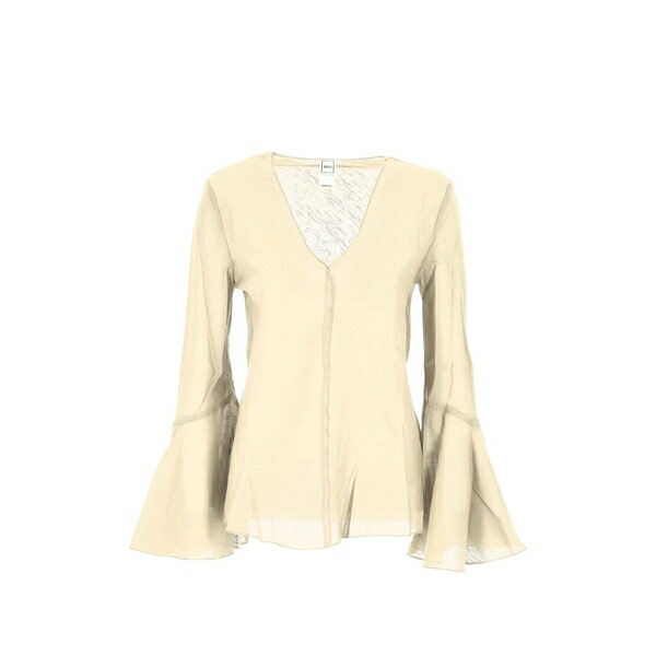 １２０％リノ レディース プルオーバー トップス Flared-sleeve v-neck blouse Neutrals