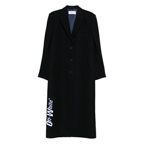 象牙色 レディース 厚地の外套 アウター Logo-detail coat Blue