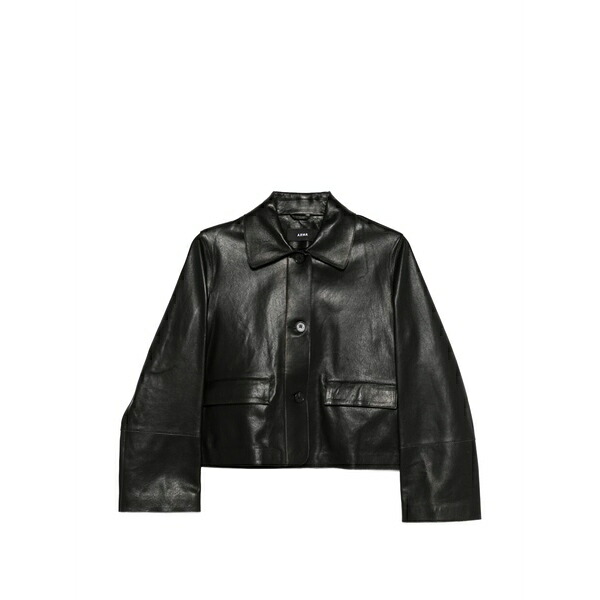 アルマ レディース 上衣＆上衣 アウター Button-pocket leather jacket Black