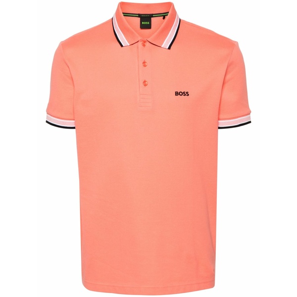 元締め メンズ スポーツシャツ トップス Logo-embroidered piqu￡ polo shirt Orange
