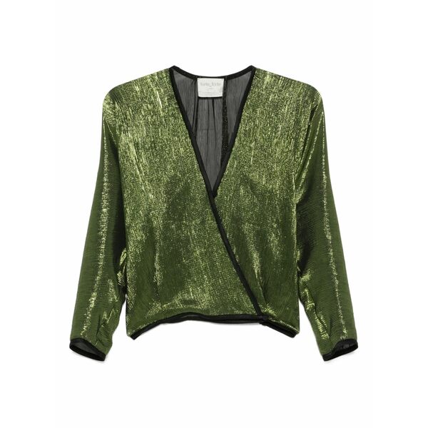 フォルテ フォルテ レディース プルオーバー トップス Metallic wrap-effect top Green
