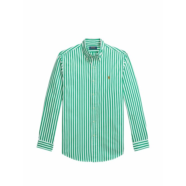 ラルフローレン メンズ ティーシャツ トップス Striped logo-embroidered shirt Green